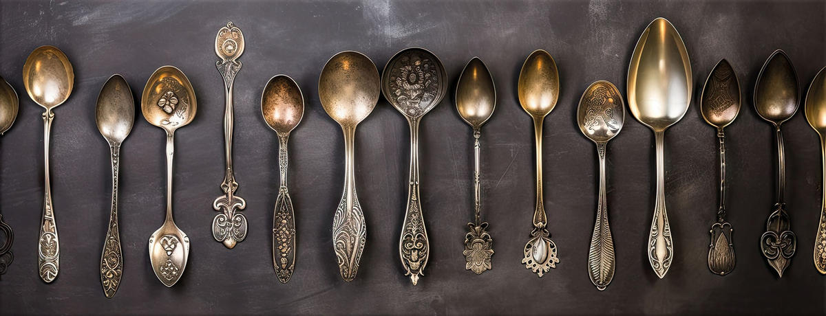 GLASBILD 80x30 cm Küche Löffel Vintage - Silberfarben, Glas (80/30cm) - artissimo