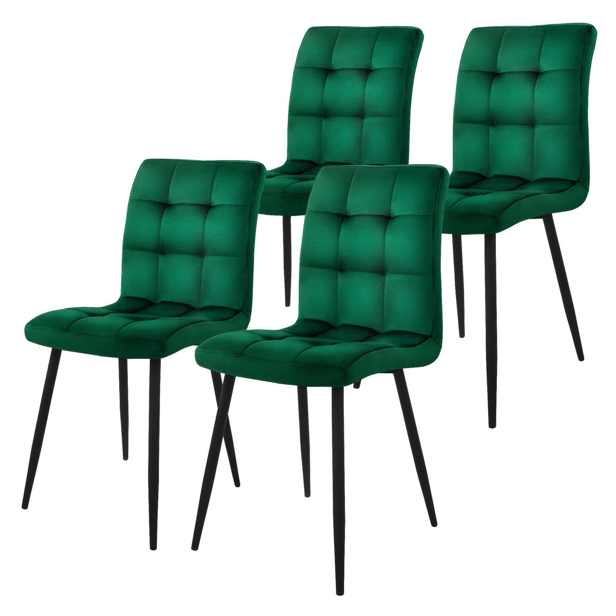 ESSZIMMERSTUHL Samt Dunkelgrün 4er Set - Dunkelgrün, Metall (41/89/49cm) - ML-DESIGN