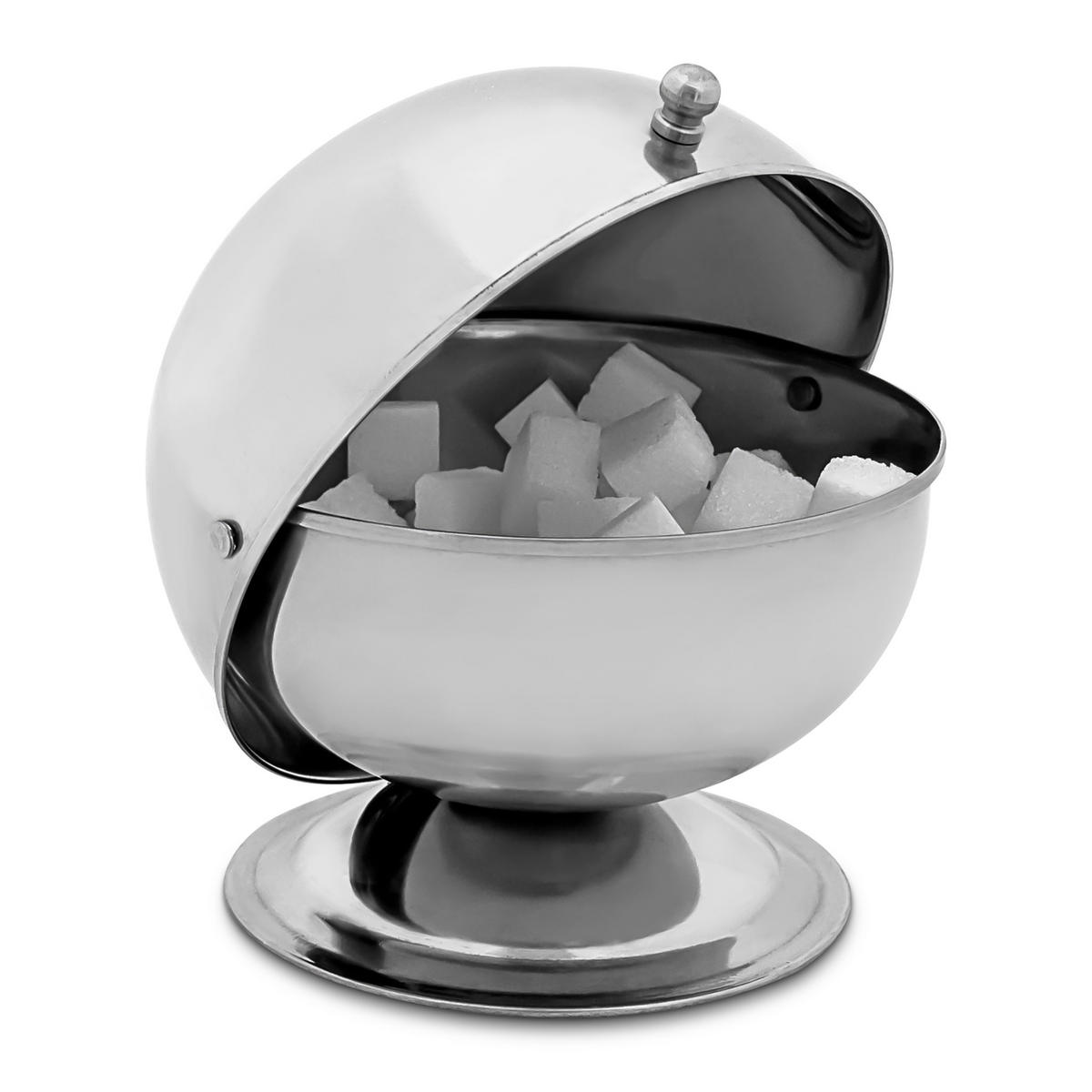 ZUCKERDOSE - Silberfarben, Metall (13/14cm) - Relaxdays