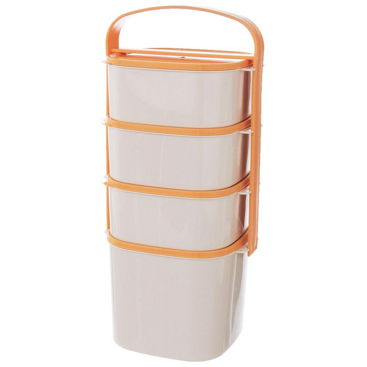 LUNCHBOX 4-stöckige aus Kunststoff 2 l 3 x 1,15 l - Orange, Kunststoff (15/37/15cm) - Orion 