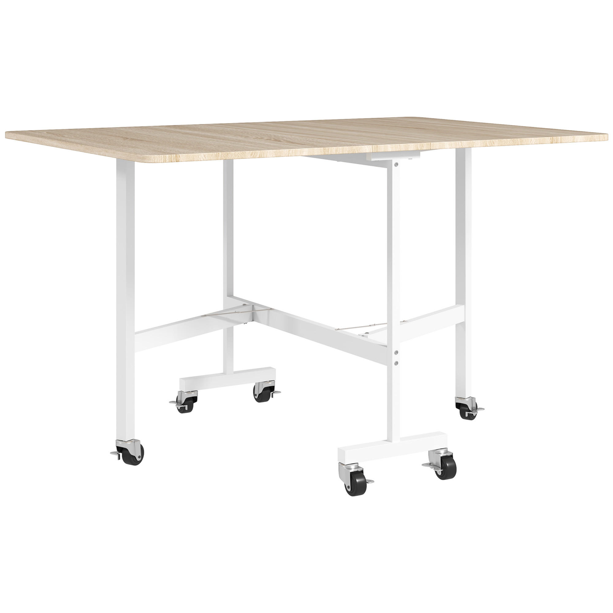 KLAPPTISCH Spanplatte, Stahl Eiche - Eichefarben/Weiß, Holzwerkstoff/Metall (120/80/73cm) - HOMCOM