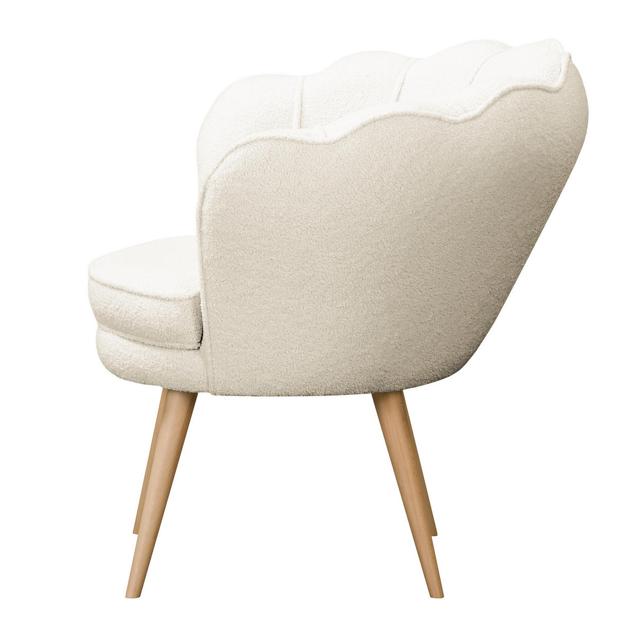 SESSEL - Bouclé, Füße Hell - Beige/Weiß, Birkenholz/Textil (75/74/75cm) - home24