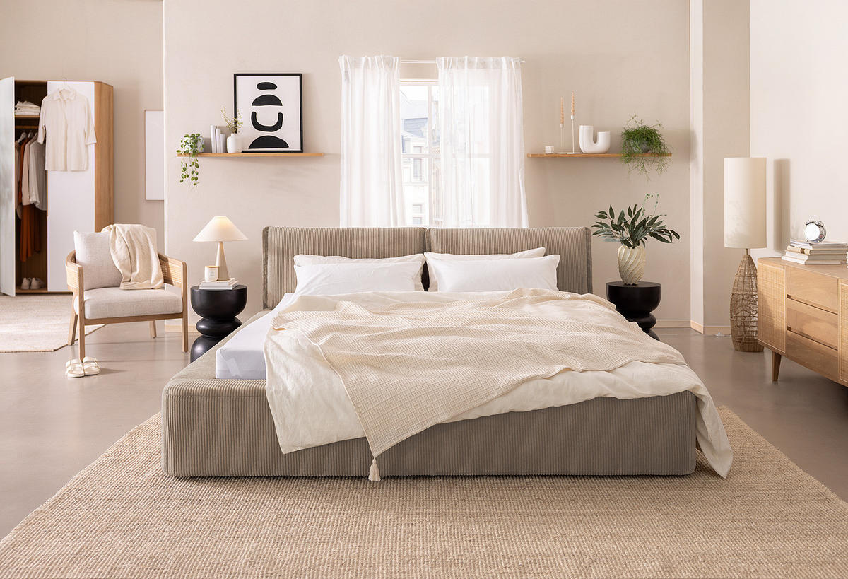 POLSTERBETT - Taupe, Textil (140/200cm) - home24