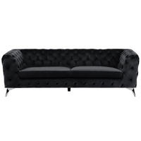 3-SITZER-SOFA Samtstoff Schwarz Sotra - Schwarz, Textil (224/70/85cm) - Beliani
