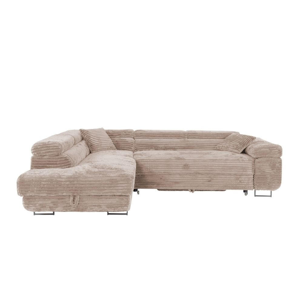 ECKSCHLAFSOFA Luis L, mit Schlaffunktion und Bettkasten – praktisch und bequem, Links, Braun - Schwarz/Braun, Textil (275/205cm) - AN-Moebel 4u