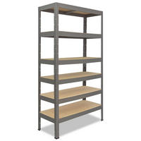 SCHWERLASTREGAL PRO 230x60x50 cm in grau mit 6 Böden und 166 kg Traglast pro Boden - Grau, Metall (60/230/50cm) - shelfplaza