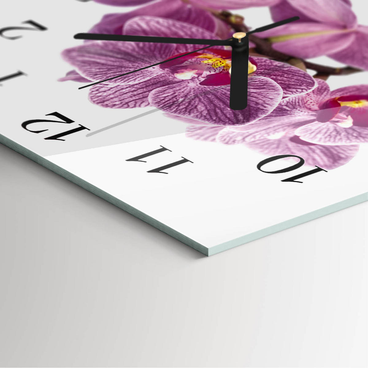 WANDUHR 30x30 cm - Orchideen - Pink, Glas (30/30/0.4cm) - TULUP