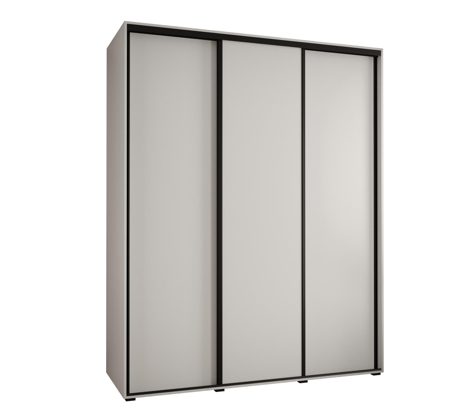 Abiks Möbel Schwebetürenschrank Weiß, Weiß, Schwarz 190x235x45 cm