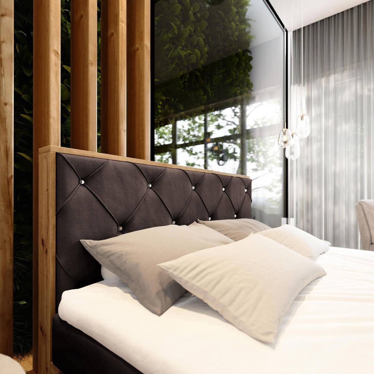 BOXBETT FOSCO 140x200 cm mit Matratze und Topper - Braun - Braun, Holz (140/200cm) - MASSENO