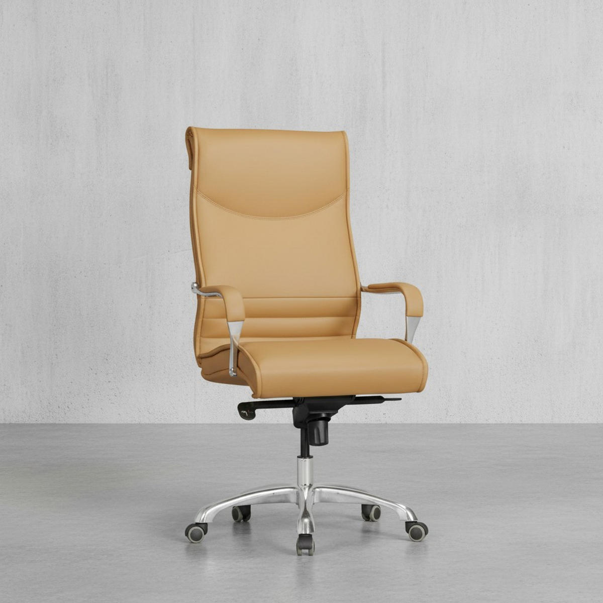 CHEFSESSEL XXL Kunstleder ergonomisch höhenverstellbar bis 150 kg VENGA, Braun 61x60x126 cm - Beige/Silberfarben, Kunststoff/Textil (61/126/60cm) - KADIMA DESIGN