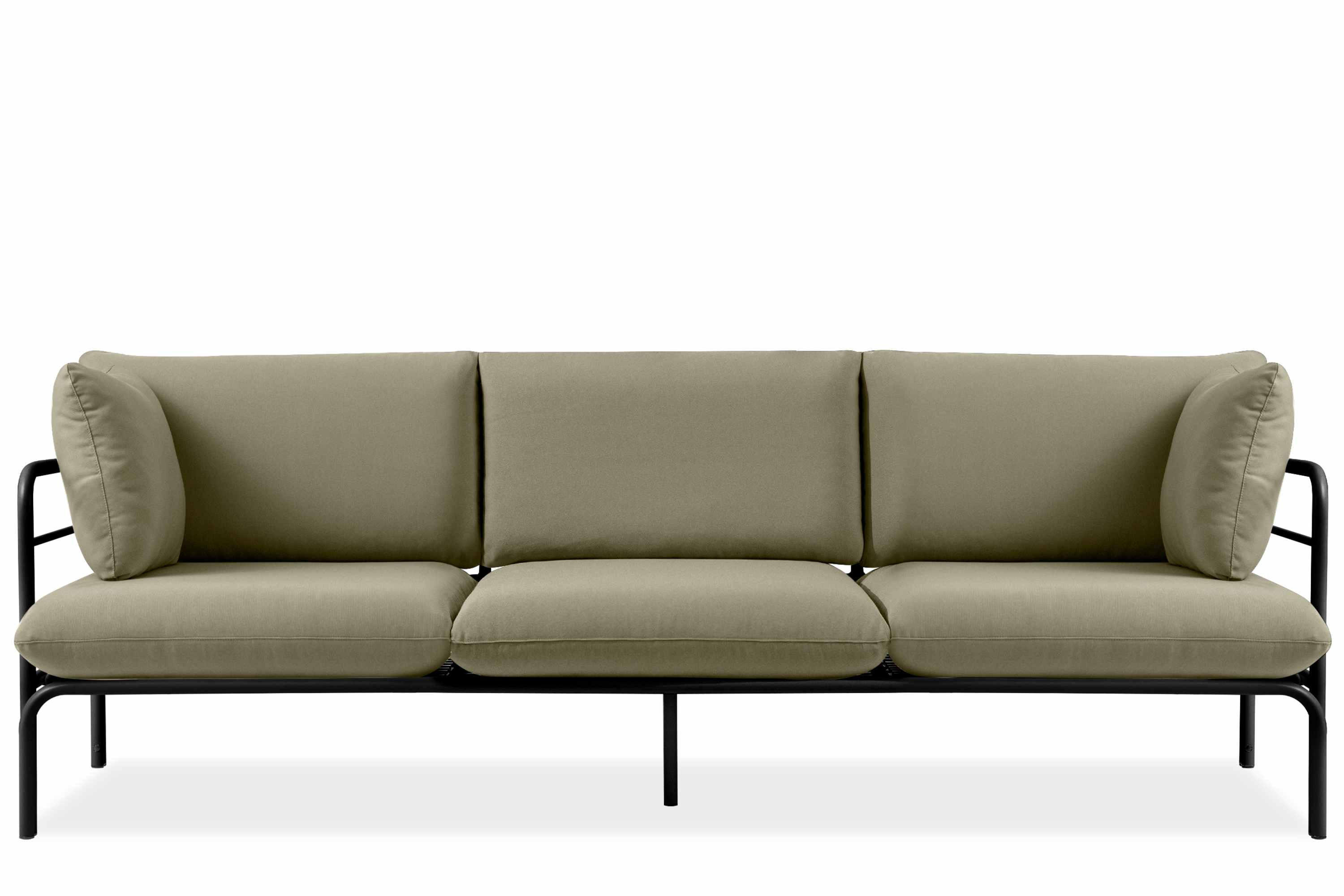 GARTENSOFA RAMBE 3-Personen mit Kissen, Anthrazit/Beige - Dunkelgrau/Beige, Textil/Metall (225/80/80cm) - KONSIMO®