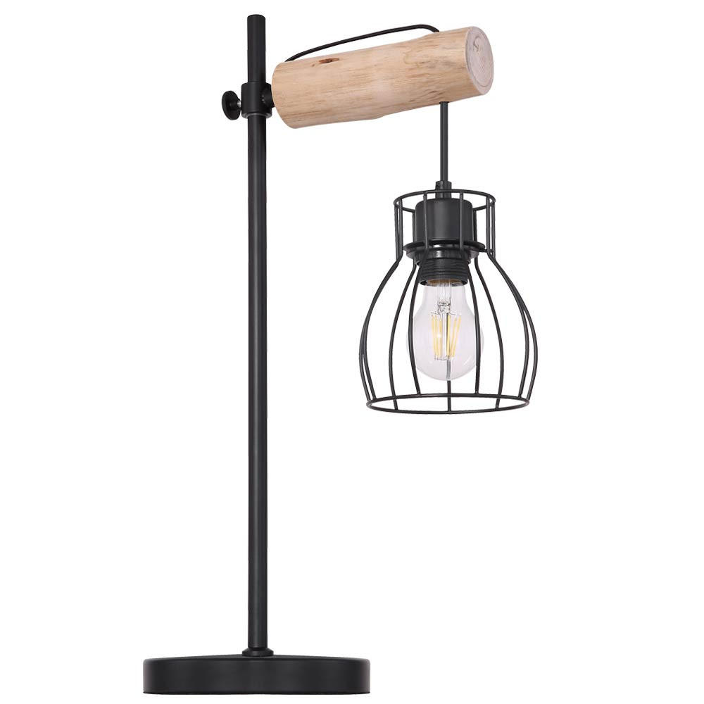 TISCHLEUCHTE Metall Holzoptik Schwarz - Schwarz, Holz (33/18/55cm) - Globo Lighting