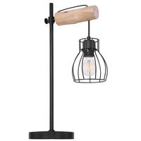 TISCHLEUCHTE Metall Holzoptik Schwarz - Schwarz, Holz (33/18/55cm) - Globo Lighting