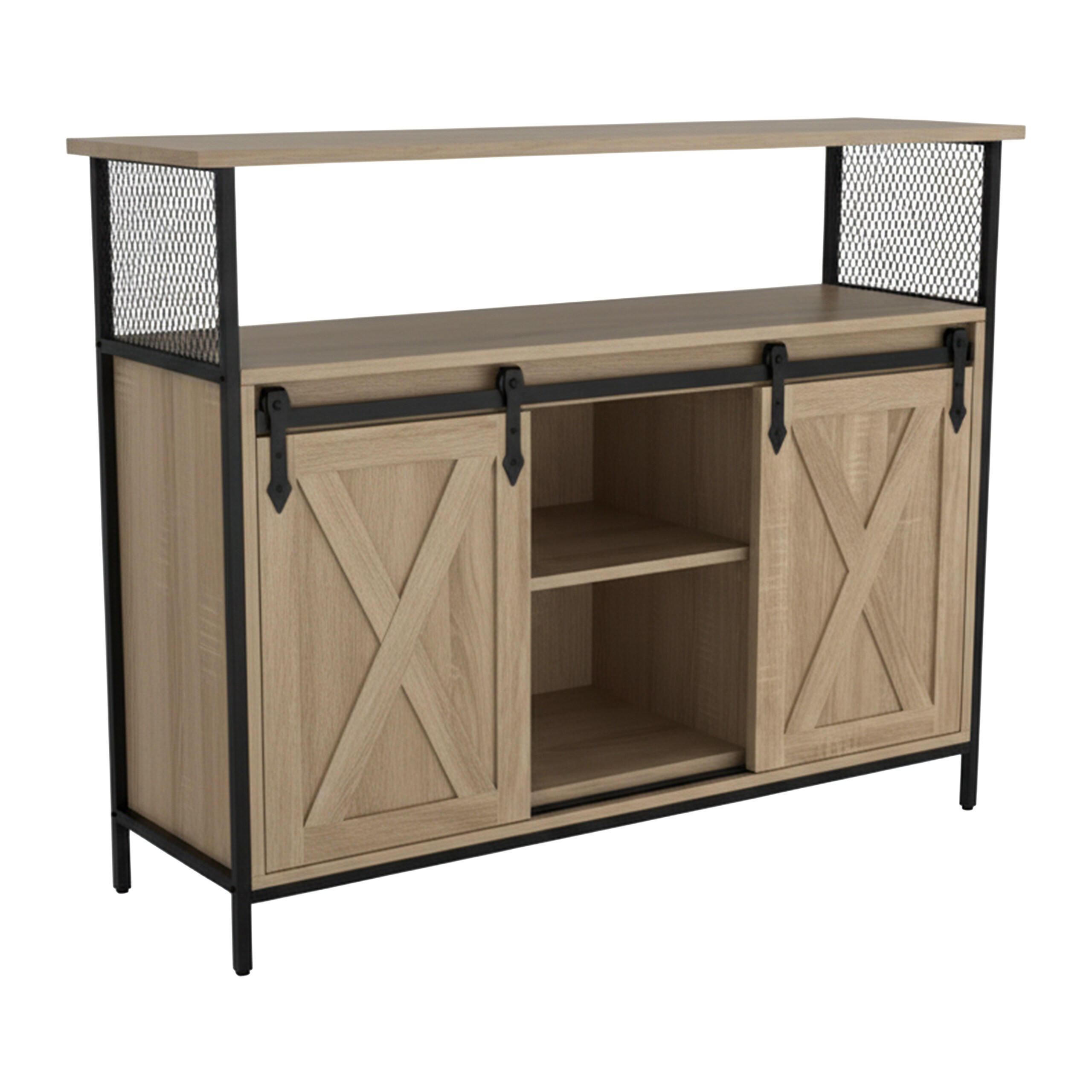 Relaxdays Sideboard Hellbraun 100x80x33 cm