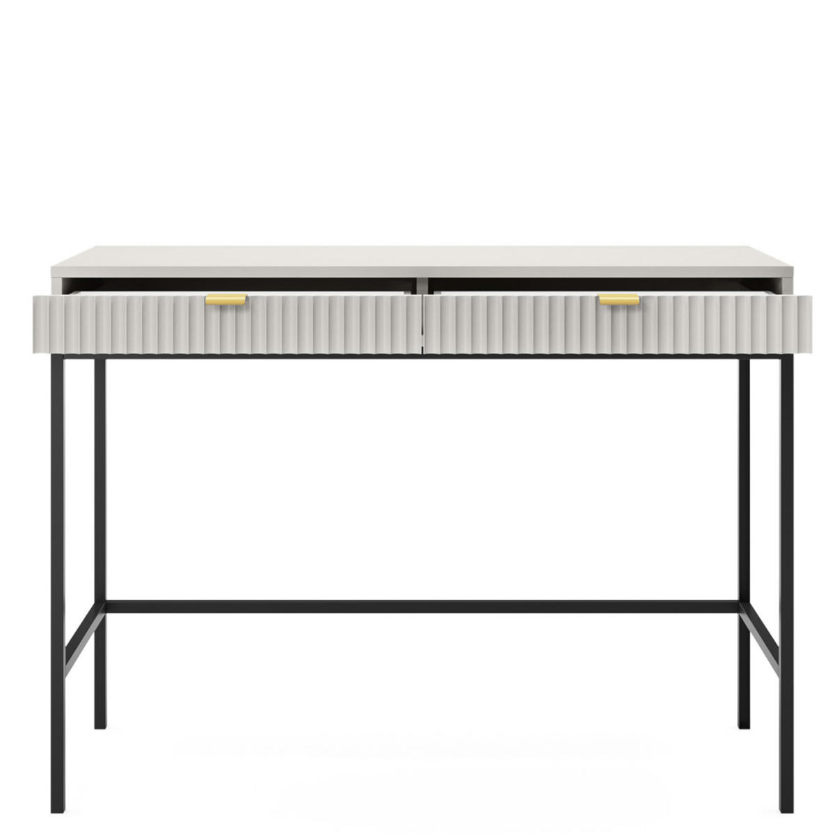 SCHMINKTISCH NANAIMO TOA1-2S Profilierte Fronten, Grau - Grau, Holzwerkstoff/Kunststoff (104/77/50cm) - Komodee