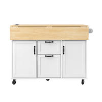KÜCHENINSEL 120/92/40-60-80 cm Weiß/Natur aus MDF und PB mit klappbarer Arbeitsfläche - Weiß, Holzwerkstoff (80/92/120cm) - OKMYHOME