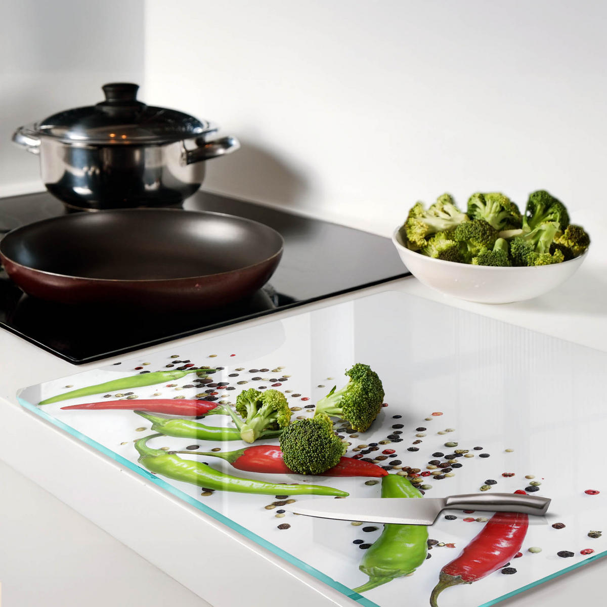 GLASPLATTE 60x52 cm Chilischoten - Multicolor, Glas (60/0.4/52cm) - TULUP