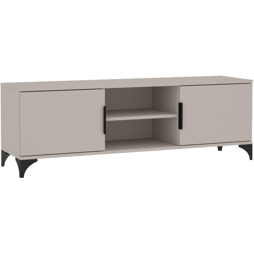 LOWBOARD Home mit 2 Türen, mit Griffen, Kaschmir - Kaschmir/Schwarz, Holzwerkstoff (150/50/40cm) - Beautysofa