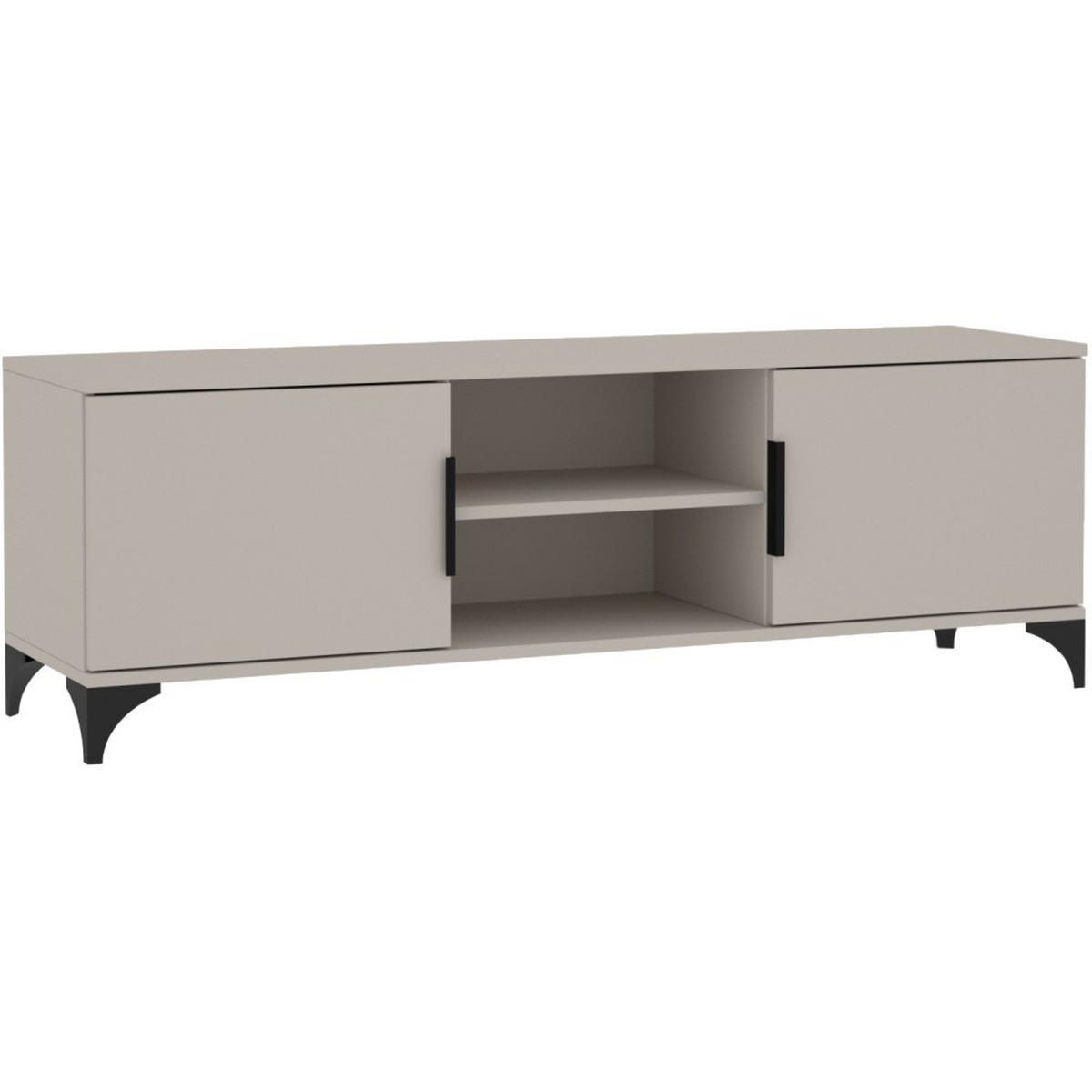 LOWBOARD Home mit 2 Türen, mit Griffen, Kaschmir - Kaschmir/Schwarz, Holzwerkstoff (150/50/40cm) - Beautysofa