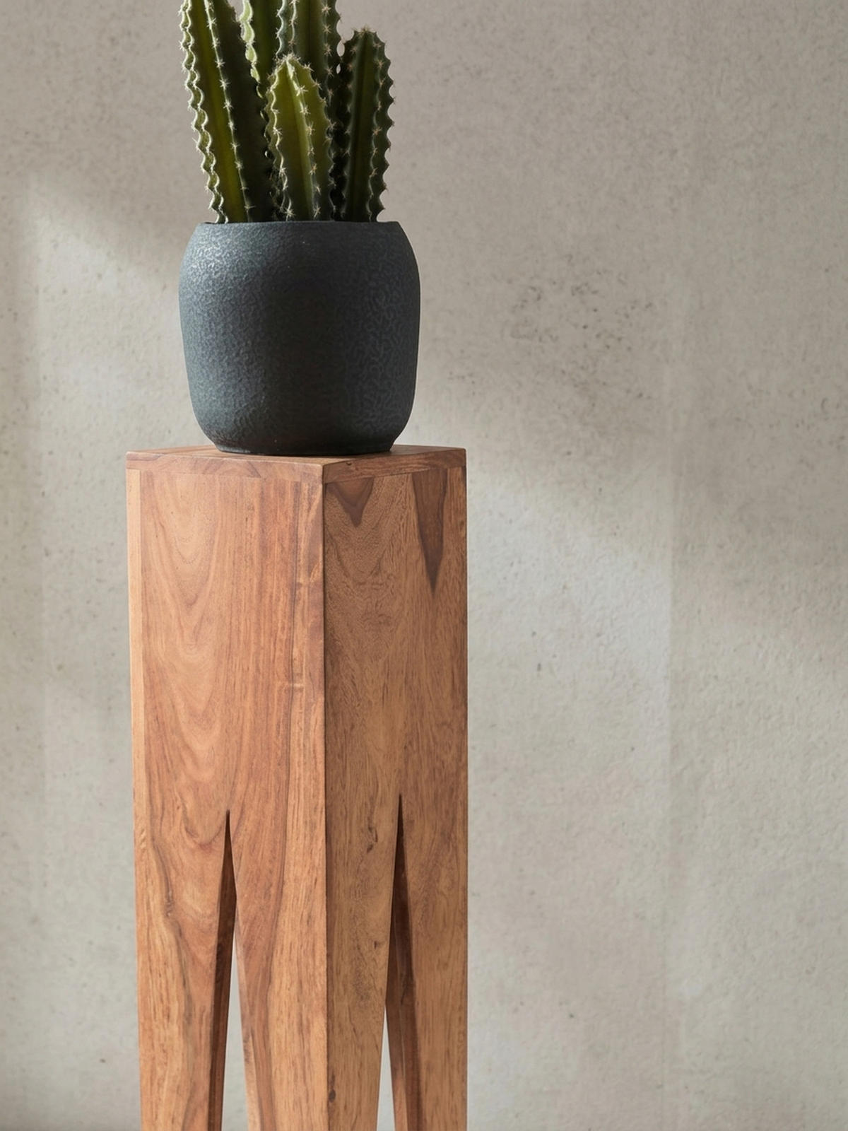 BEISTELLTISCH 3er Set Massivholz Handgefertigt Giraffenbeine, Beige 25x25x100 cm - Beige, Holz (25/25/100cm) - KADIMA DESIGN