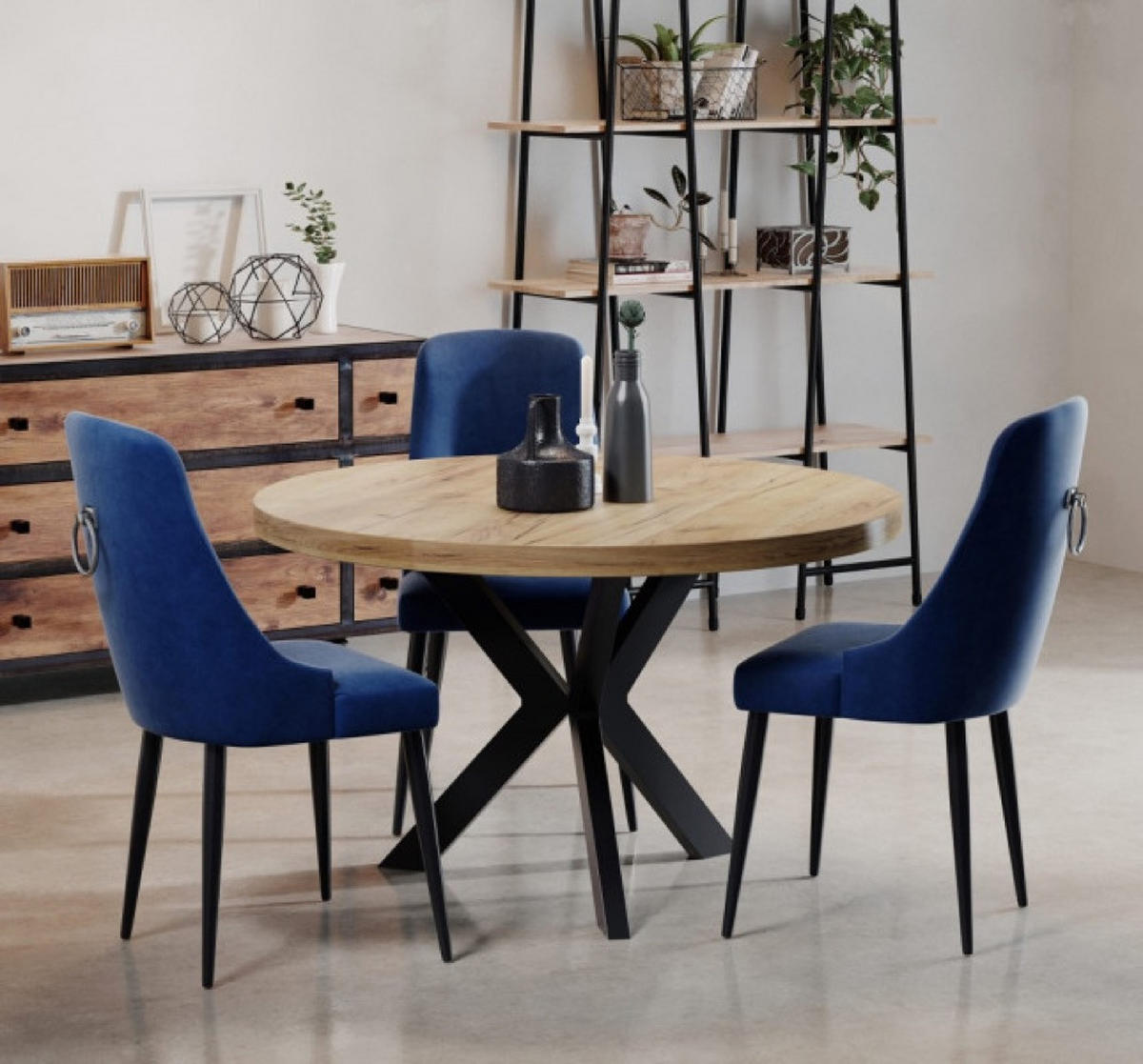 TISCH Schwarz IDA Ausziehbar 110/150 cm Mit Metallgestell - Multicolor/Schwarz, Holzwerkstoff (150/110/75cm) - Sepro Meble