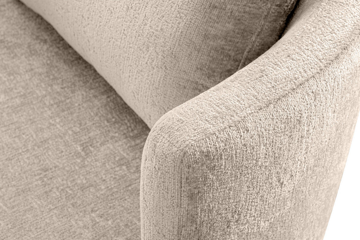 DREHSESSEL-SET RAGGI inkl. Sitzhocker, Chenille-Stoff, grau - Beige/Grau, Textil (92/75/80cm) - KONSIMO®