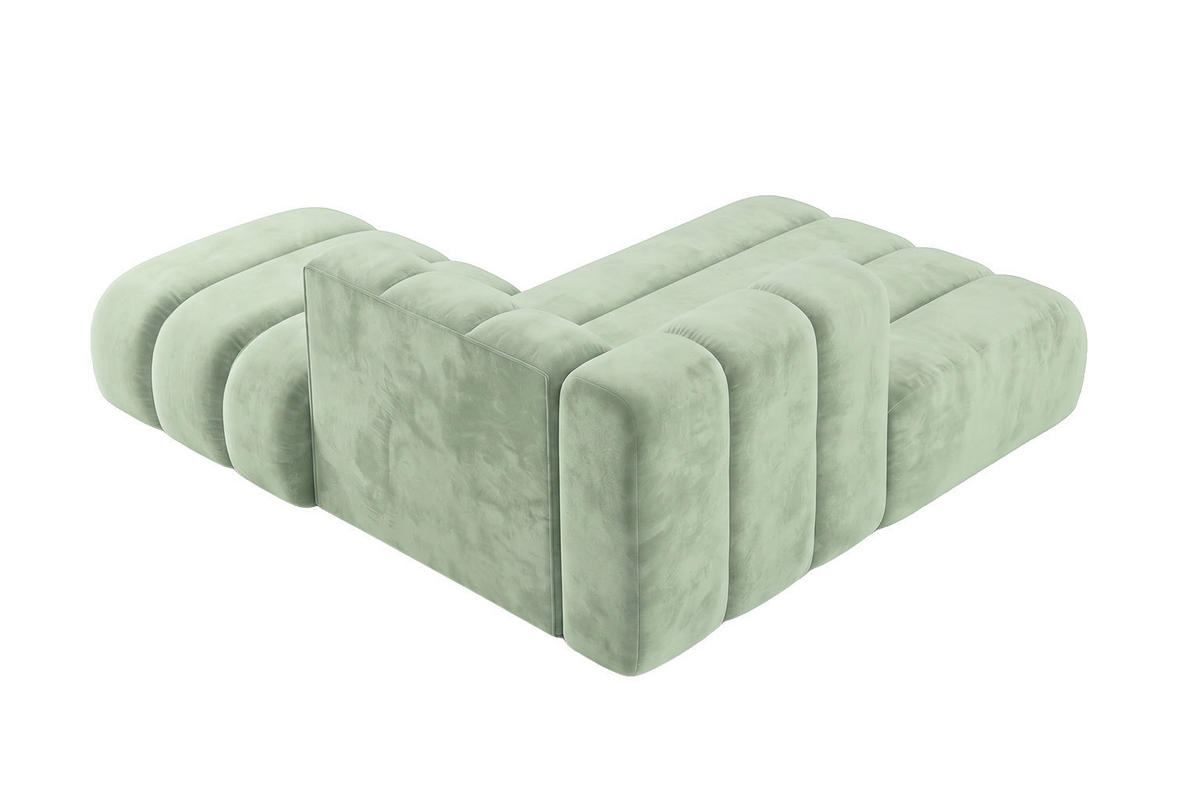 CHAISELONGUE Modulare Mit Hocker, Velvet-Stoff Riviera, Mintz, Rechts, GRAND - Mintgrün, Holz (204/179cm) - Kaiser Möbel
