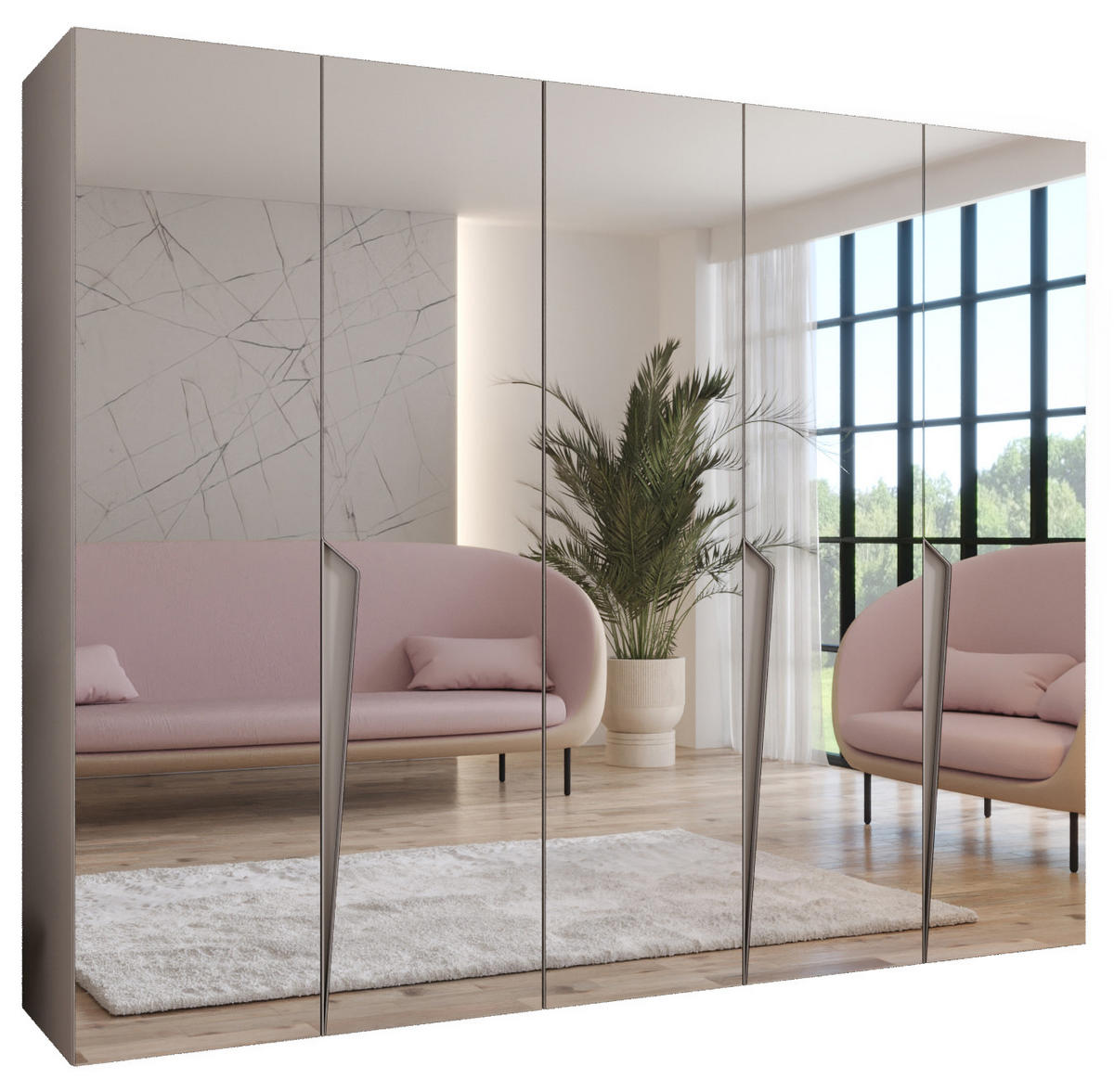 DREHTÜRENSCHRANK 202/250/52 5-türig - Beige, Holz/Metall (250/202/52cm) - Abiks Möbel