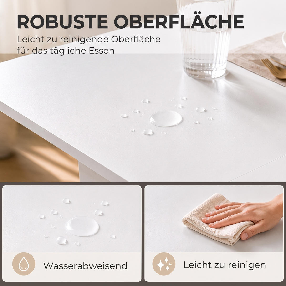 KLAPPBARER-ESSTISCH Spanplatte Weiß - Weiß, Holzwerkstoff/Kunststoff (120/60/76.5cm) - HOMCOM