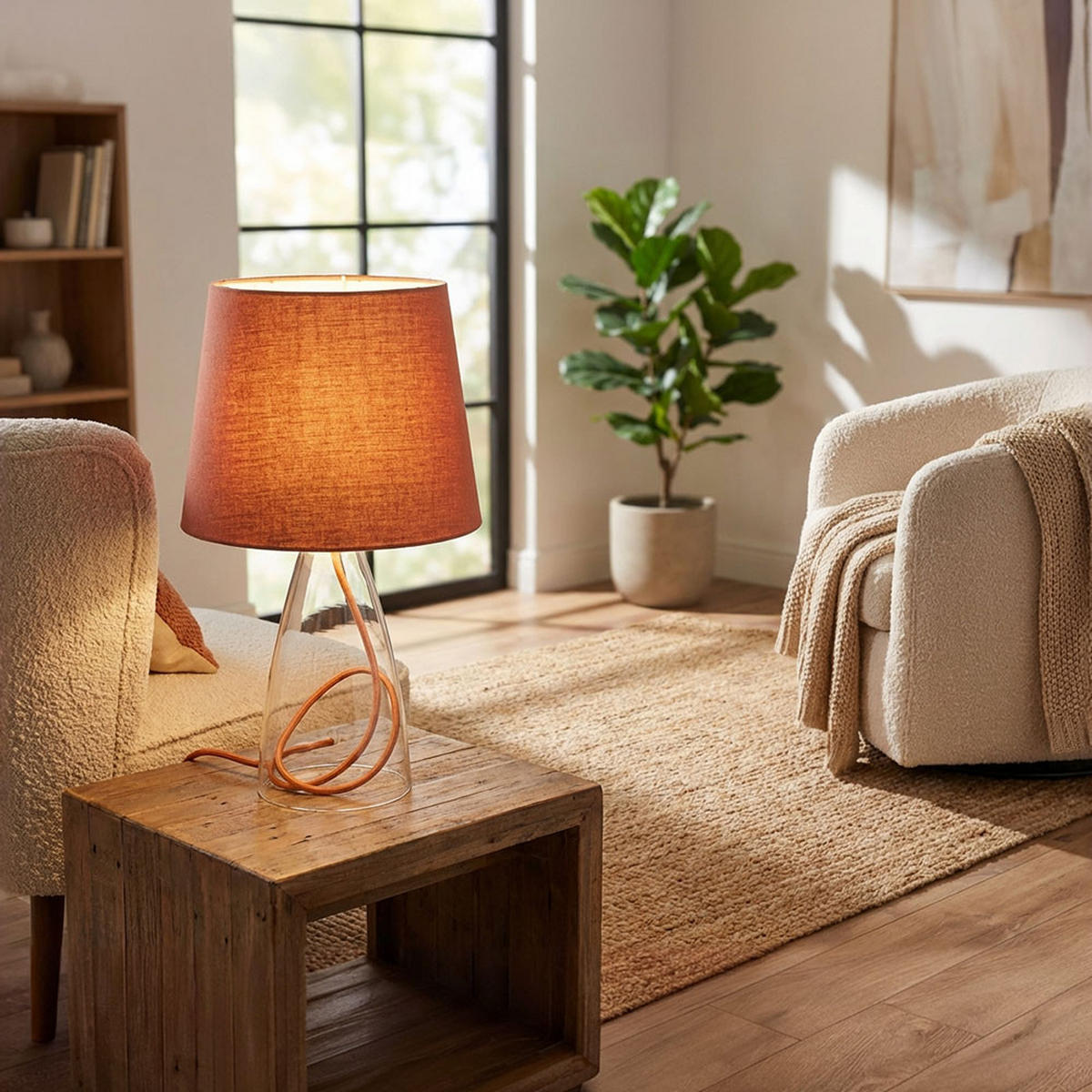 LED TISCHLEUCHTE Cara Braun Klar - Braun, Glas (20/20/36cm) - Wofi