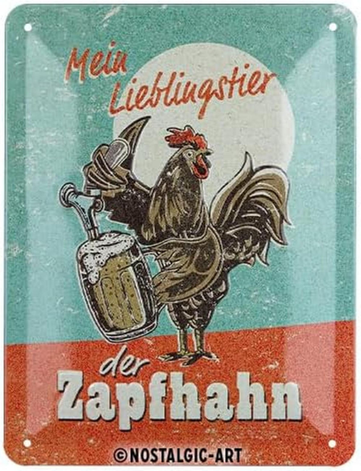 BLECHSCHILD 15/20 cm Lieblingstier Zapfhahn - Multicolor, Metall (15/20/0.5cm) - Nostalgic-Art
