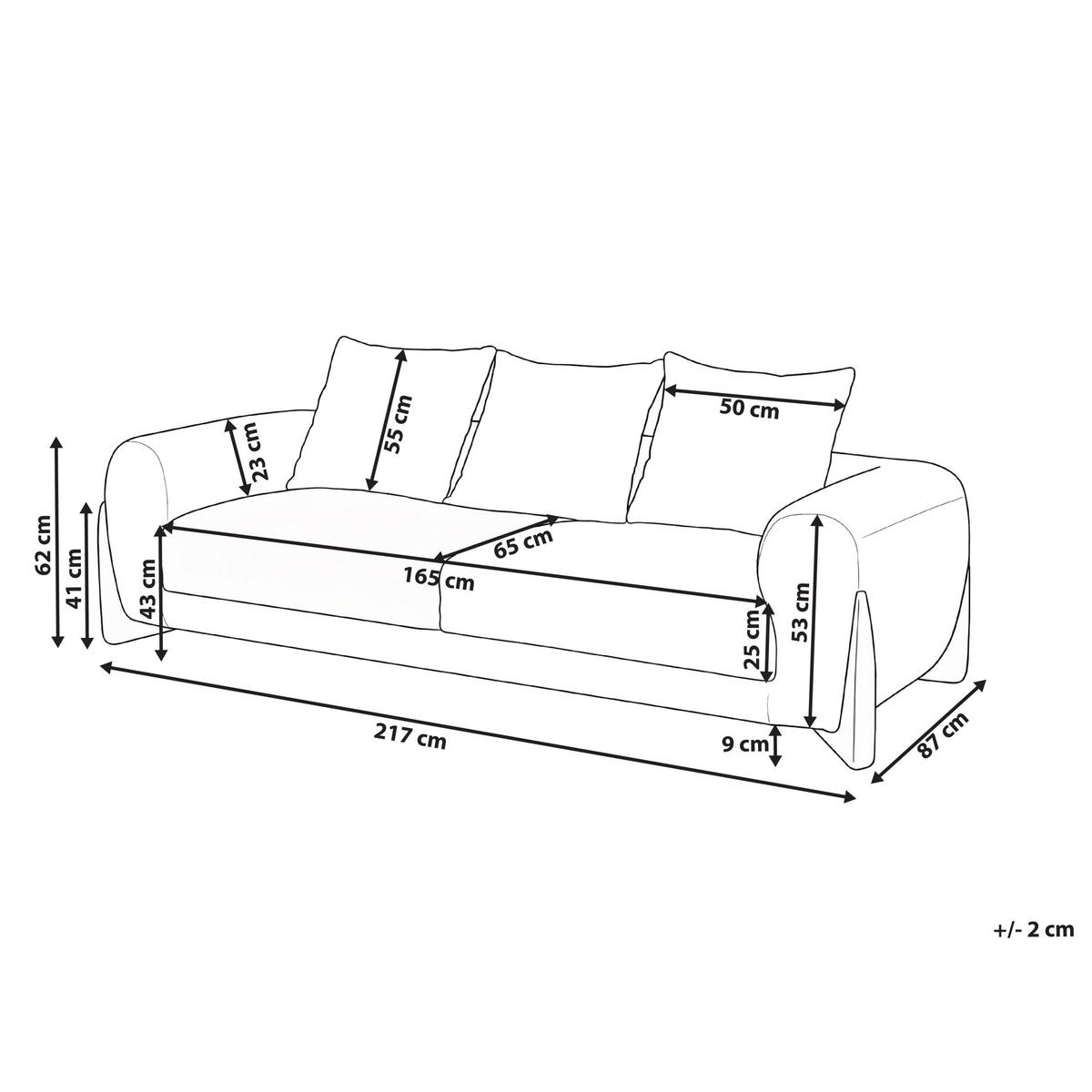 3-SITZER-SOFA Bouclé Weiß Vinliden - Weiß/Braun, Textil (180/62/87cm) - Beliani