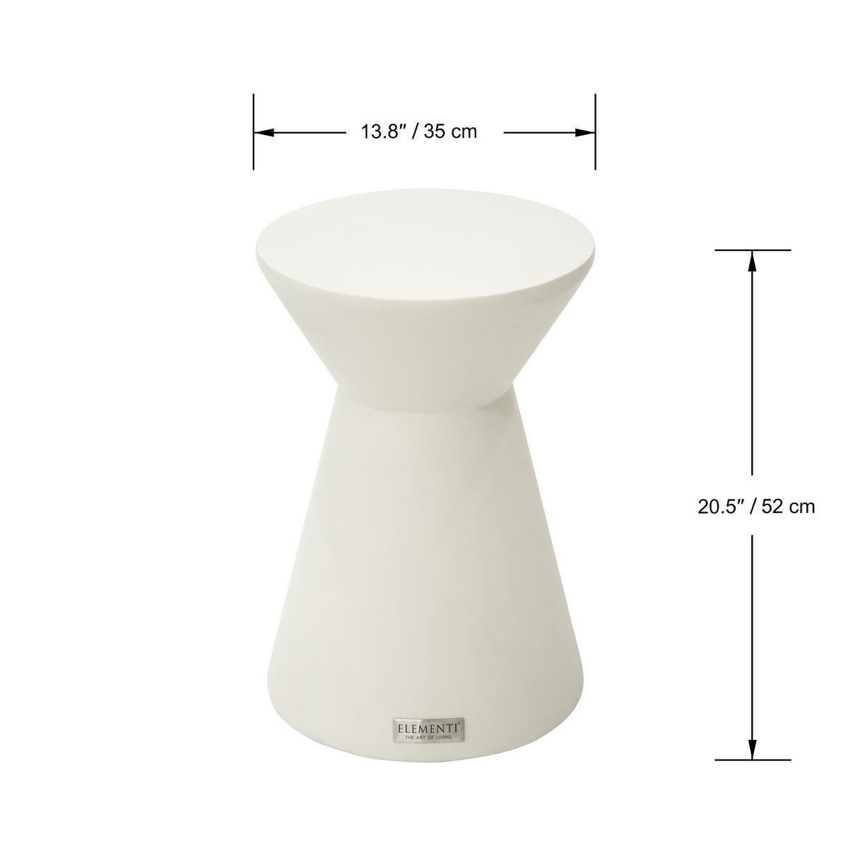 BEISTELLTISCH ROME rund Klein Betonoptik 35 x 35 x 50 cm - Creme, Naturmaterialien (35/35/51cm) - Elementi