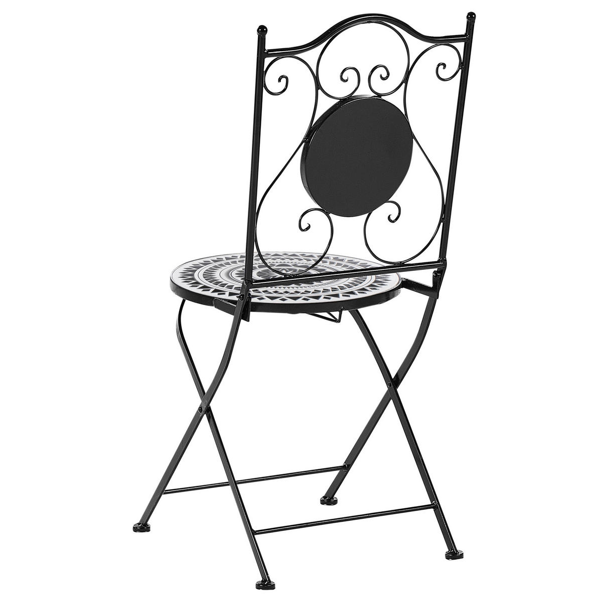 GARTENSTUHL Schwarz Comiso - Schwarz/Weiß, Metall (40/90/45cm) - Beliani