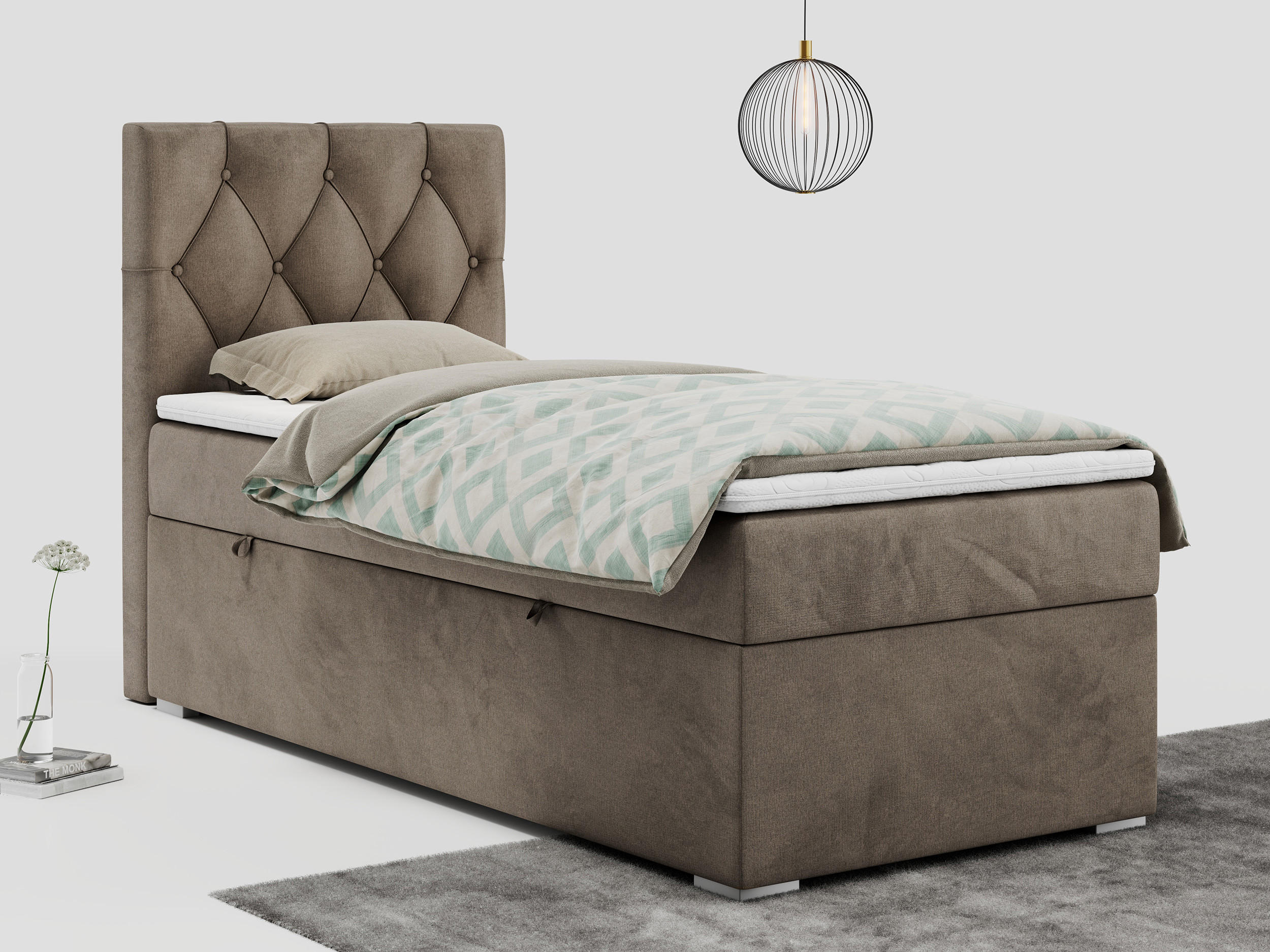 BOXBETT ALDA 90/200 Braun Velvet - H4 - Links Seite - Braun, Holz/Textil (90/200cm) - MKS