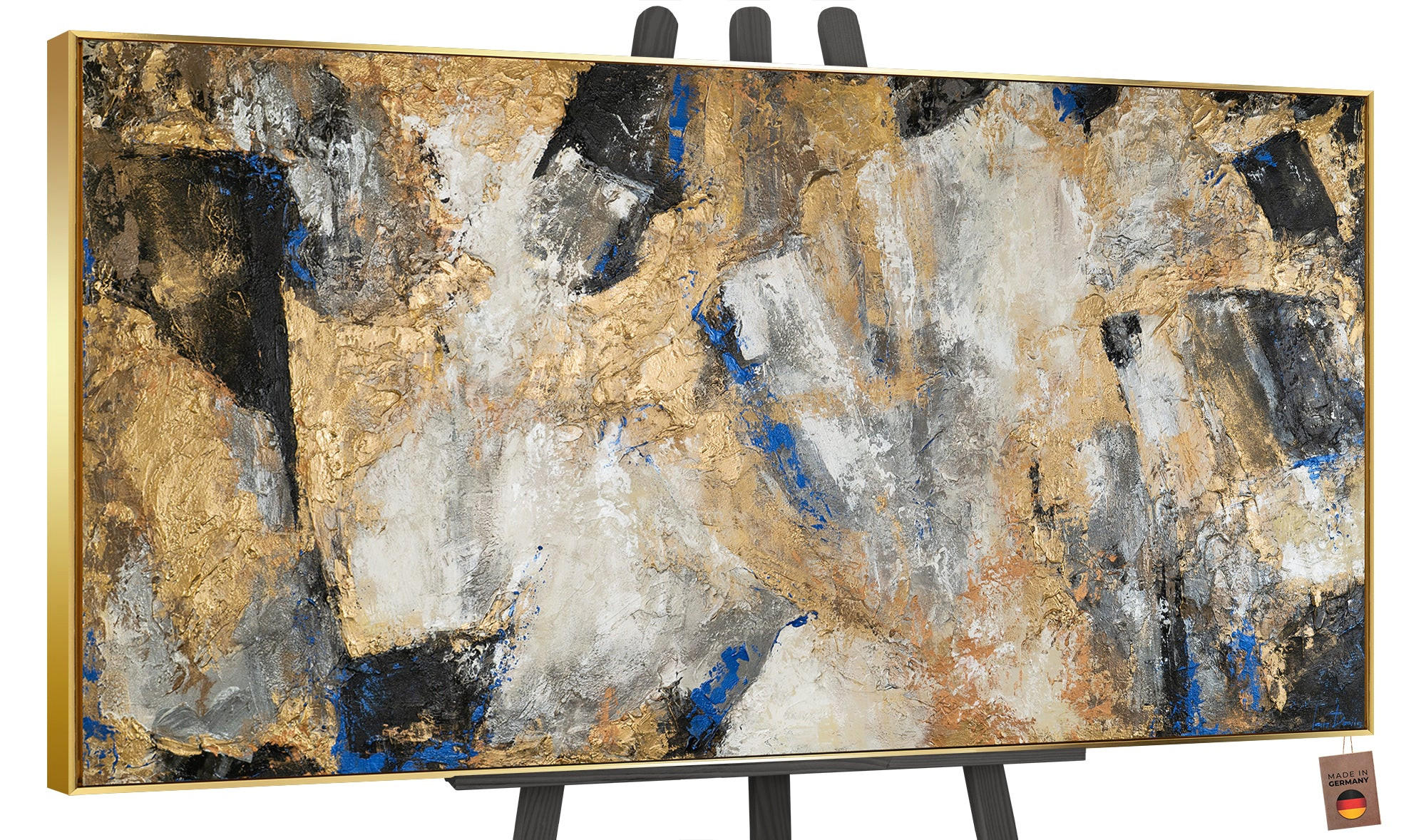 GEMÄLDE Goldener Kontrast Schattenfugenrahmen Gold 200x100 cm - Goldfarben, Holz (200/100cm) - YS-art gallery