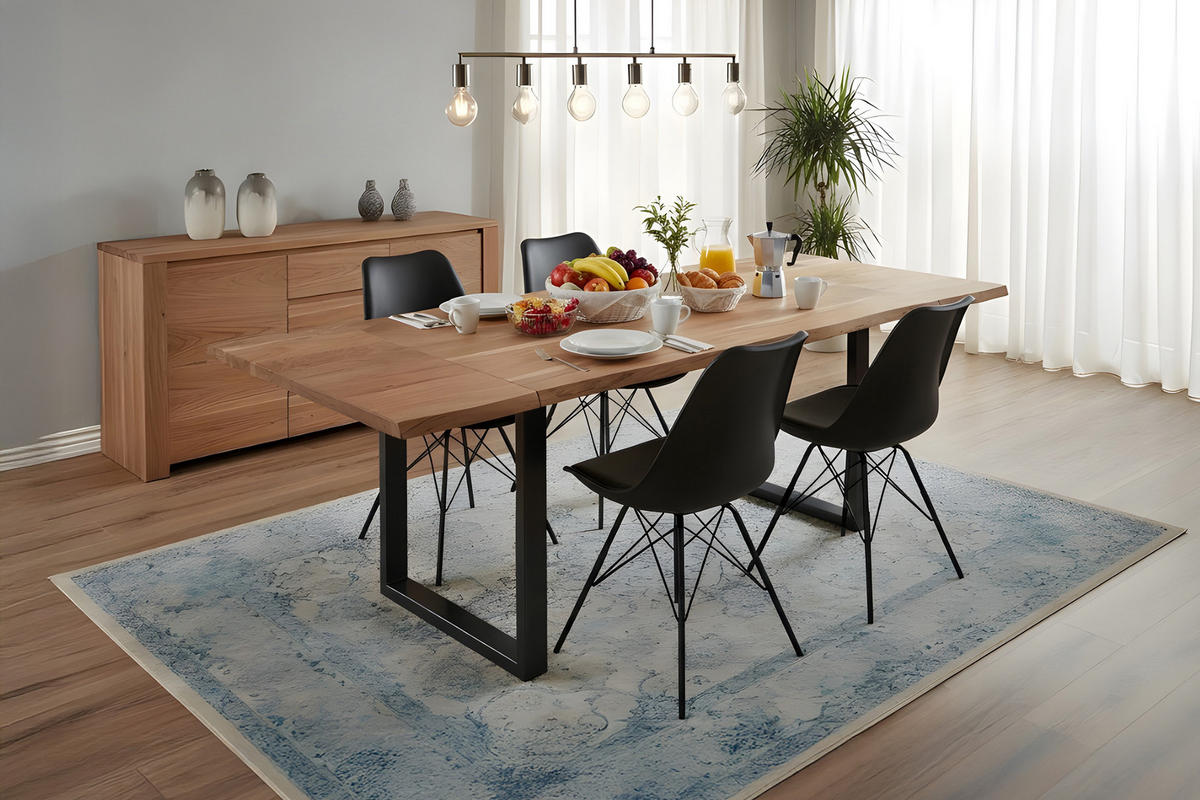 ESSTISCH ADINA - Beige/Schwarz, Holz/Metall (90/180/76cm) - SAM