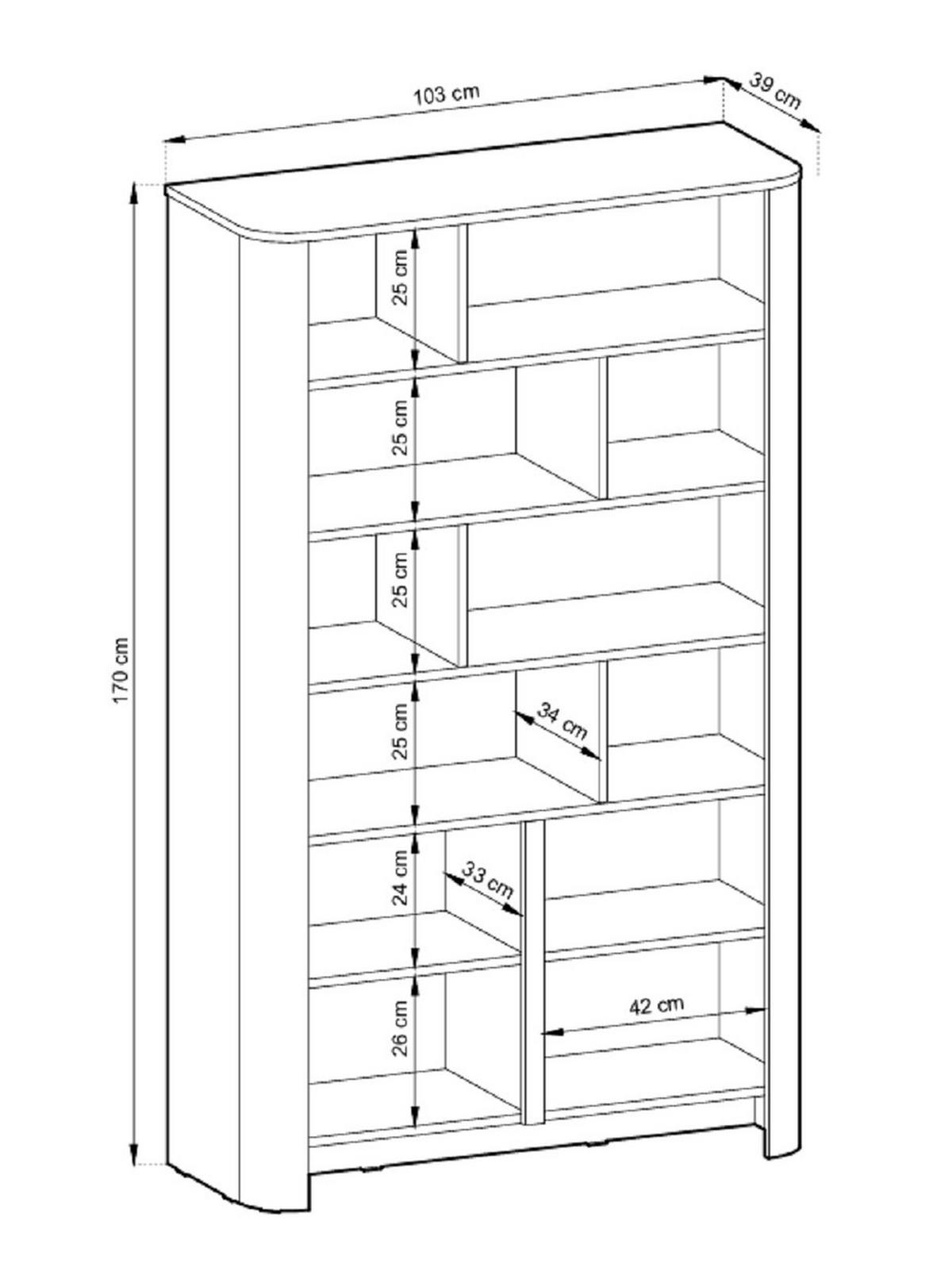BÜROREGAL 100 cm 2 Türen Mezzano, Eiche Vicenza - Eichefarben, Holz (103/170/39cm) - Emporius