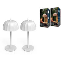 LED-TISCHLEUCHTE Umbrella schwarz 21cm Metall 2er-Set weiß - Weiß, Metall (10/10/21cm) - Northpoint