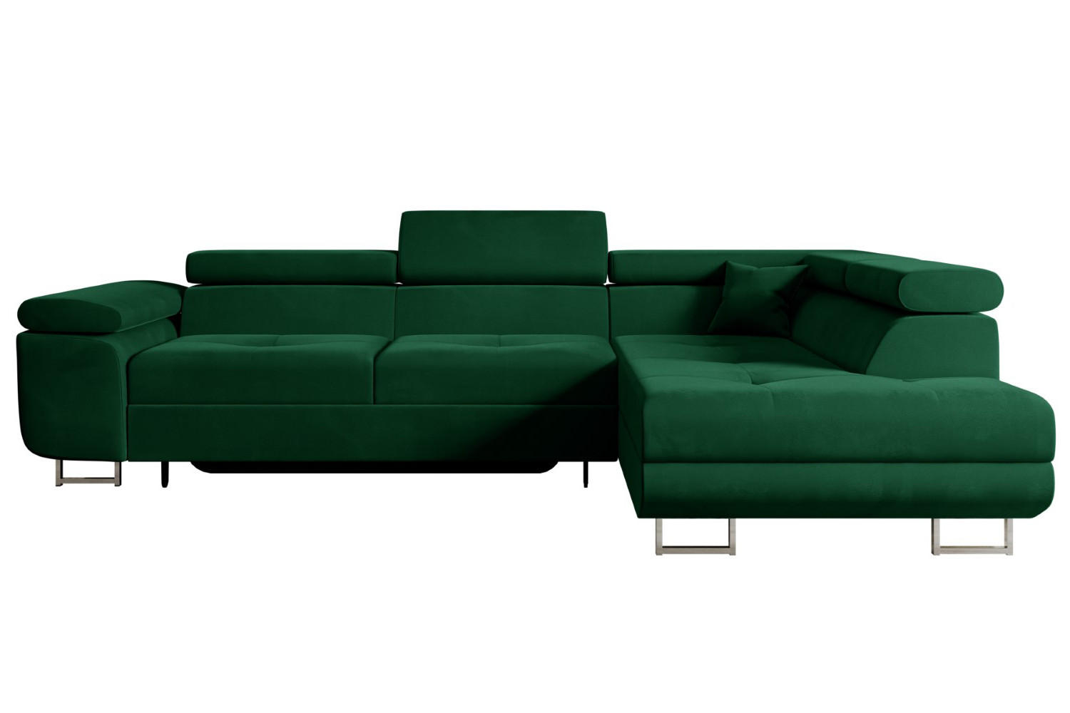 ECKSOFA mit Schlaffunktion und Bettkasten GUSA-L 272x202x107 cm Grün Velours - Silberfarben/Grün, Holzwerkstoff/Textil (272/202cm) - ALTDECOR