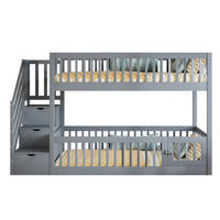 ETAGENBETT 90/200 cm mit Stauraumtreppe, Schubladen und Spielbereich, Grau - Grau, Holzwerkstoff (90/200cm) - Redom