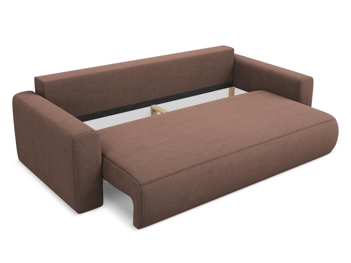3-SITZER SOFA mit Schlaffunktion Strukturstoff Stoff Pink - Pink/Hellrosa, Kunststoff/Textil (238/82/105cm) - Makamii