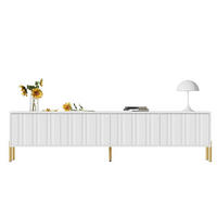 TV ormarić 190/38/48 cm bijeli od MDF-a i iverice s 4 vrata i zlatnim nogama - bijela, drvni materijal (190/48/38cm) - OKWISH