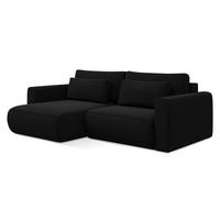 ECKSOFA mit Schlaffunktion Samt Stoff Schwarz - Schwarz, Kunststoff/Textil (149/240cm) - Makamii