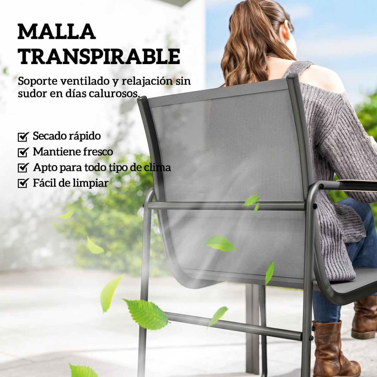 GARTENMÖBEL-SET,GEHÄRTETER Glastisch+6 atmungsaktive Stühle,grau - Grau, Metall - Vallsero