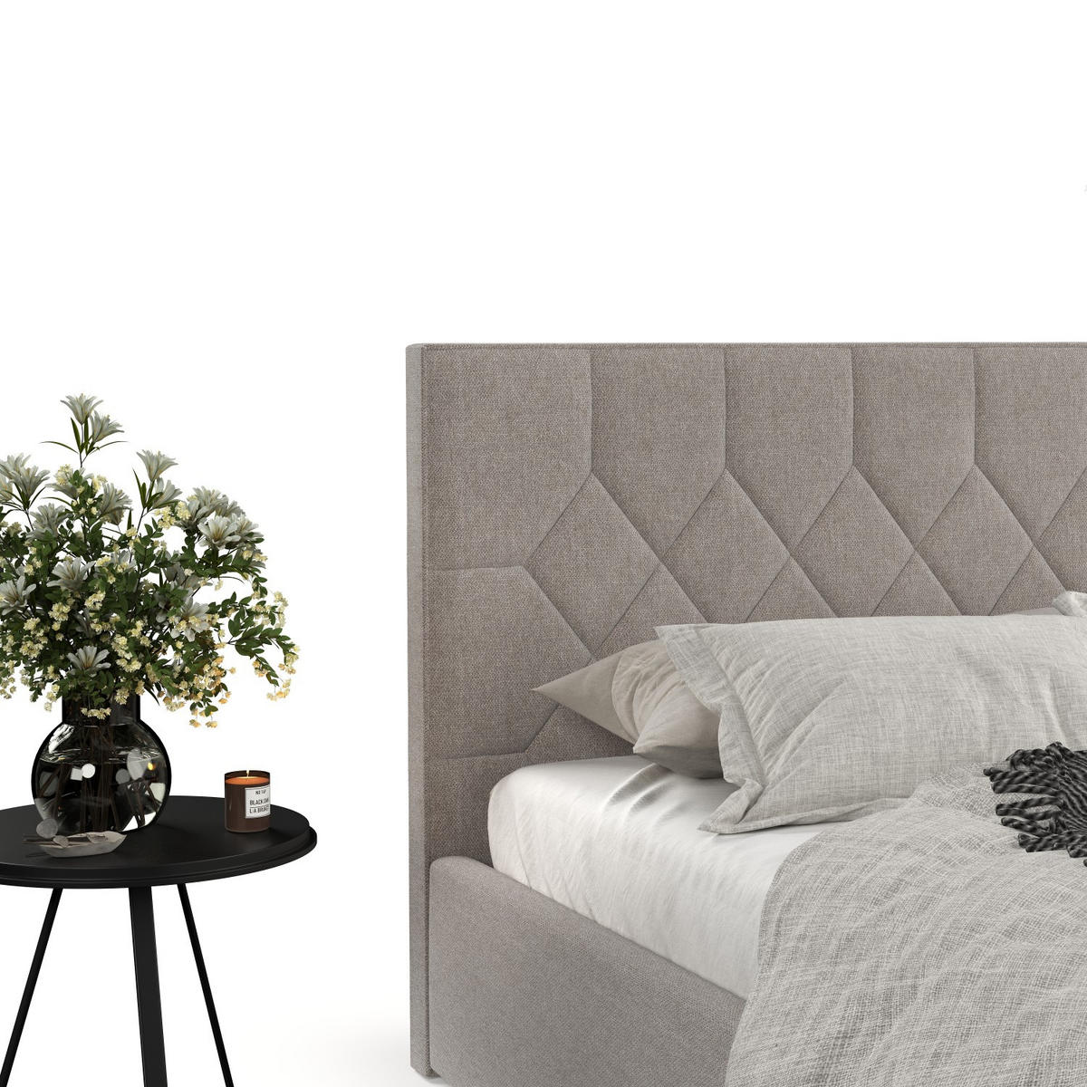 POLSTERBETT Brisa 180/200 cm Beige im Asti Stoff - Beige/Schwarz, Holz/Holzwerkstoff (180/200cm) - AltaBeds