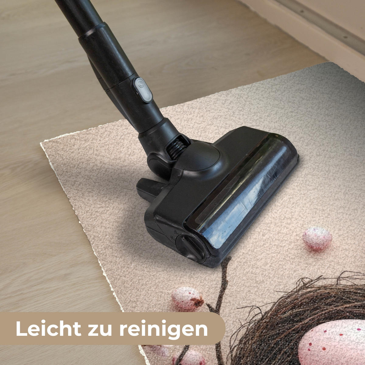 FUSSMATTE Rosa - Blüten - Eier 90x60 cm - Hellrosa, Kunststoff (60/90cm) - MuchoWow