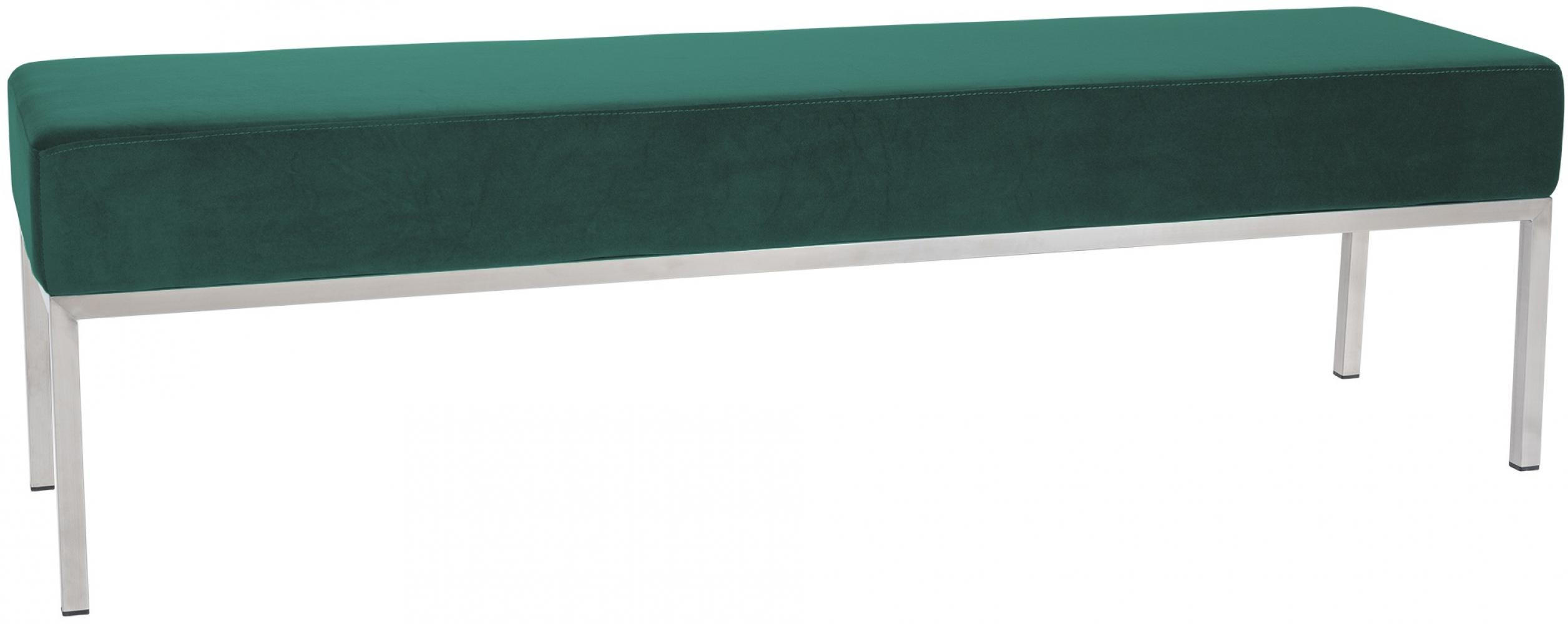 SITZBANK 160/40 cm Samt grün - Edelstahlfarben/Grün, Textil/Metall (160/46/40cm) - CLP