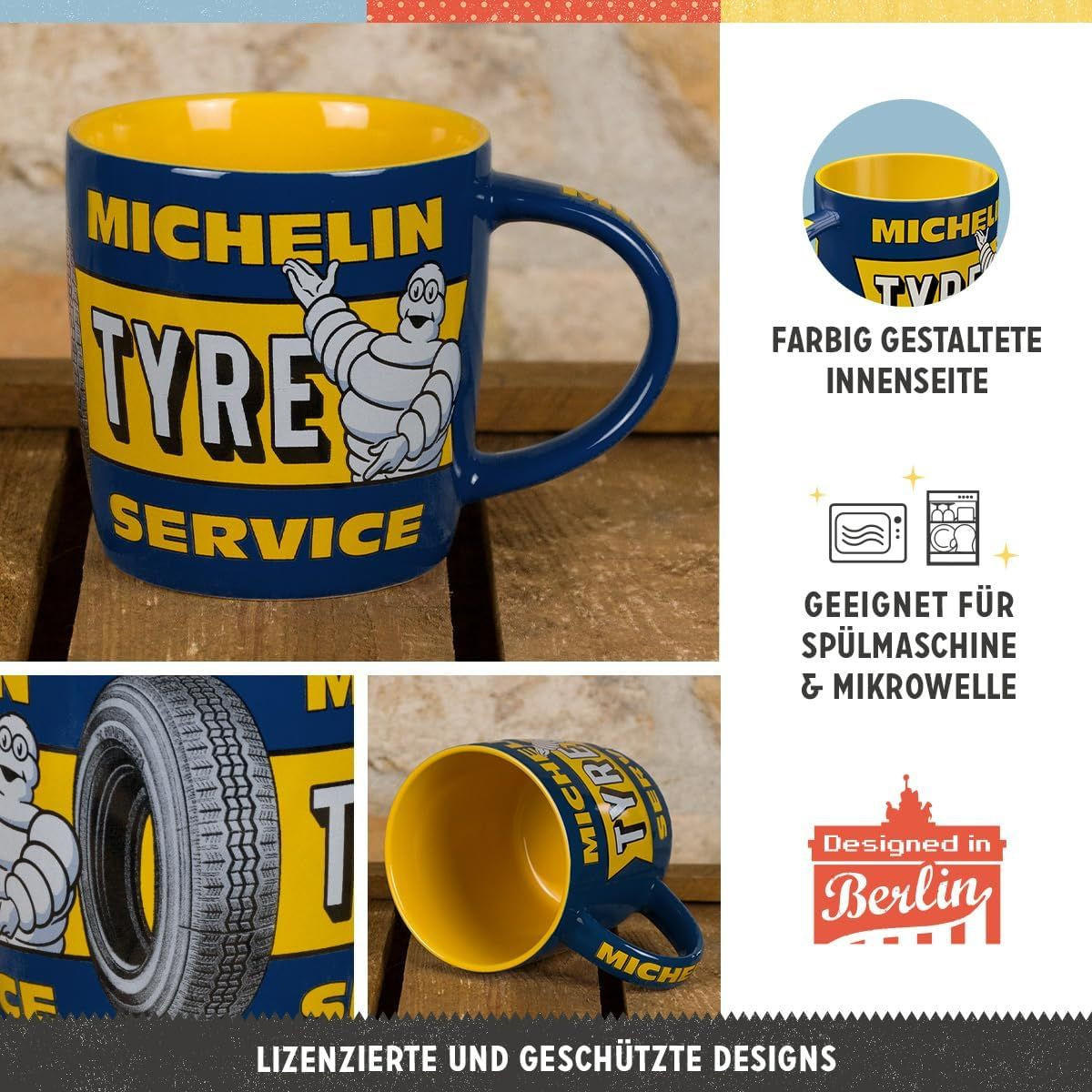 KAFFEETASSE 330 ml Michelin Tyre Service - Multicolor, Keramik (0.33L) - Nostalgic-Art