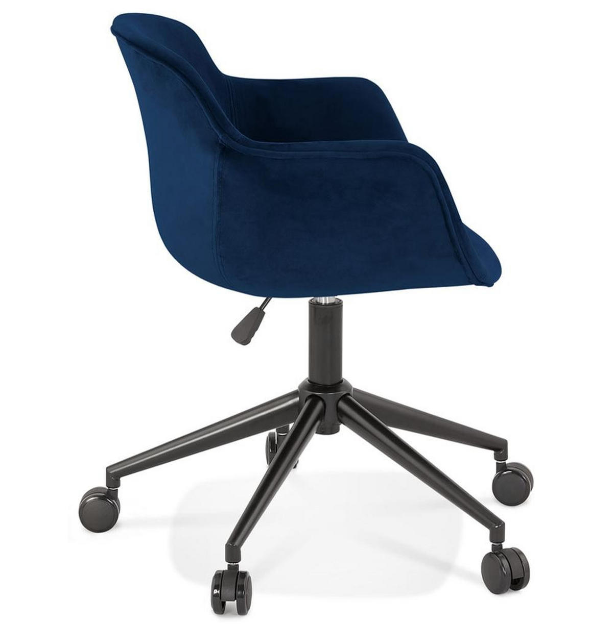 BÜROSTUHL Samt mit Rollen, 360° drehbar und höhenverstellbar PILANO, Blau 54x59x80 cm - Blau/Schwarz, Textil/Metall (59/80/54cm) - KADIMA DESIGN
